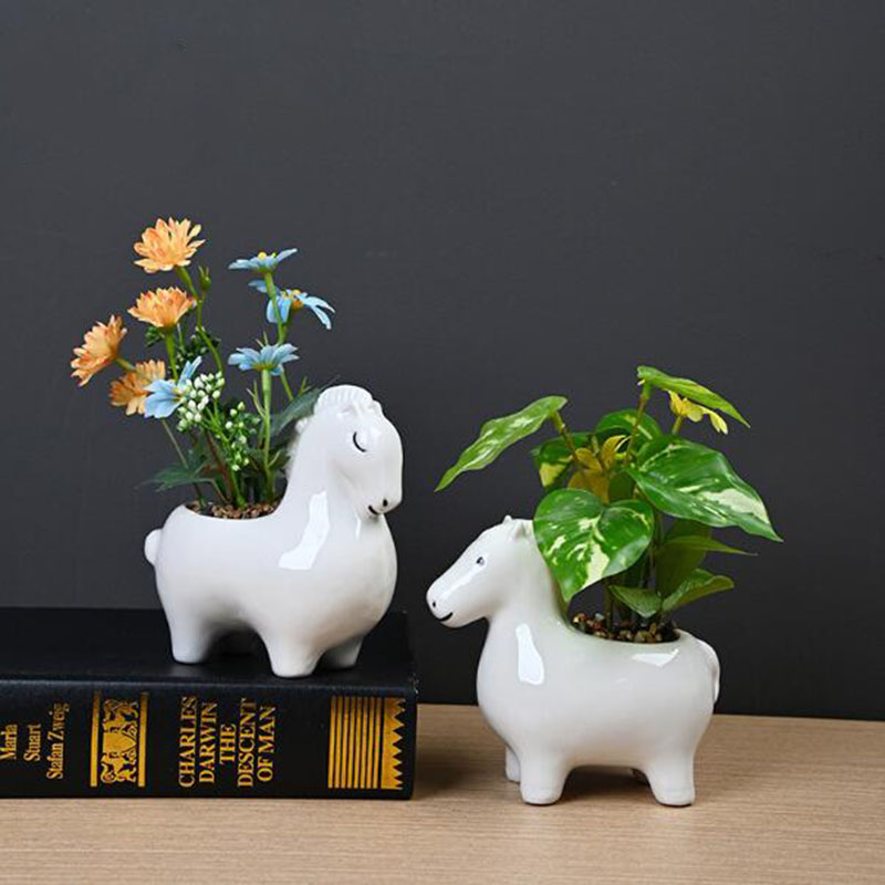 Bonsai Garden Art - Wit porselein creatieve paardenbloempot groene plantenpot