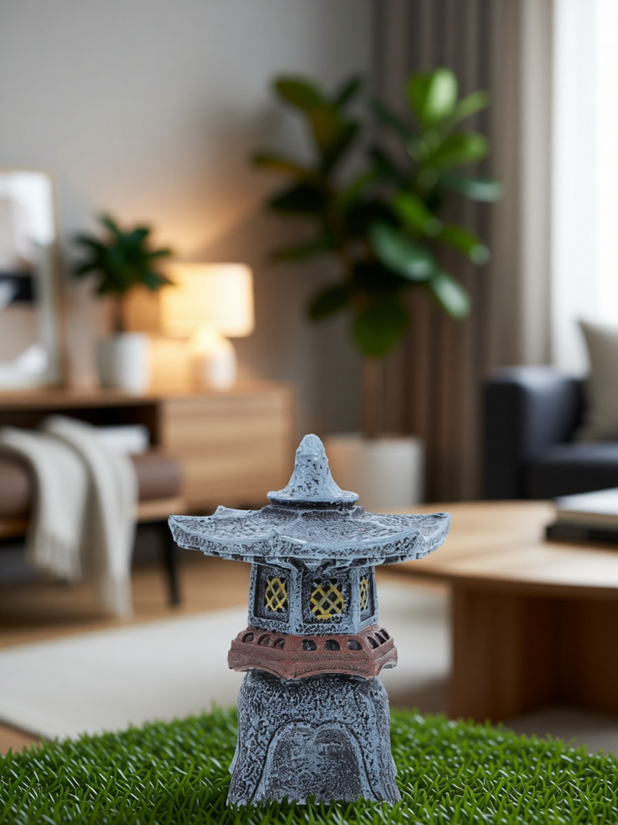 Bonsai Garden Landscape Design - Pagodelantaarn, tuinbeeld van hars, retro design,
