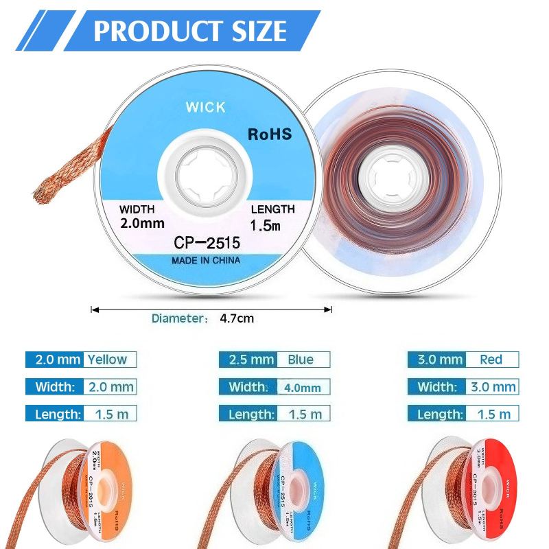 Copper Wire Roll - No-Clean Desoldering Braid Koper Soldeerdoek Rol