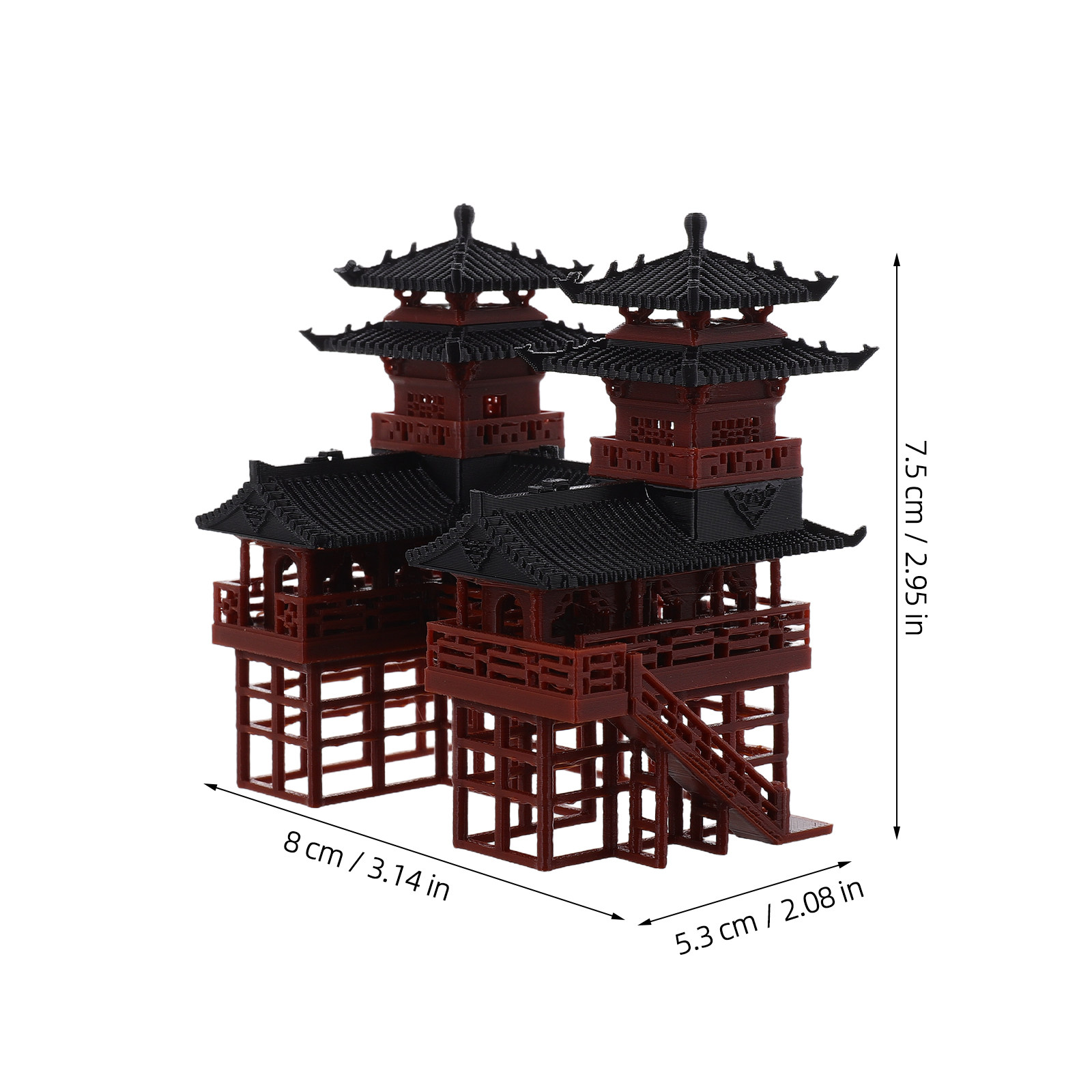 Miniatuur Twin Pagoda beeldje, - Bonsai Garden Landscape Design recensie en prijs