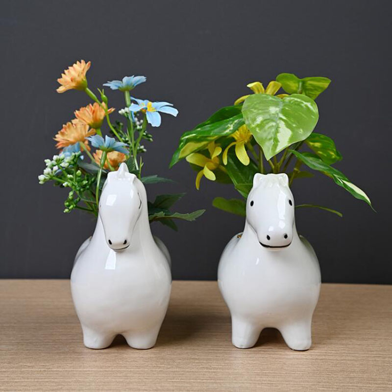 Wit porselein creatieve paarde - Bonsai Garden Art recensie en prijs
