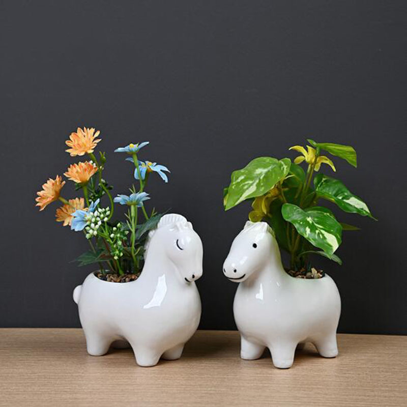 Wit porselein creatieve paarde - Bonsai Garden Art recensie en prijs