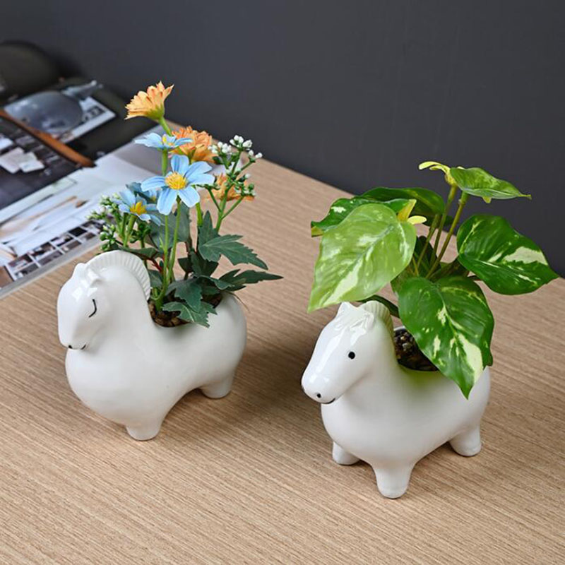 Wit porselein creatieve paarde - Bonsai Garden Art recensie en prijs